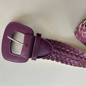 Vintage Purple Braided Big Buckle Belt